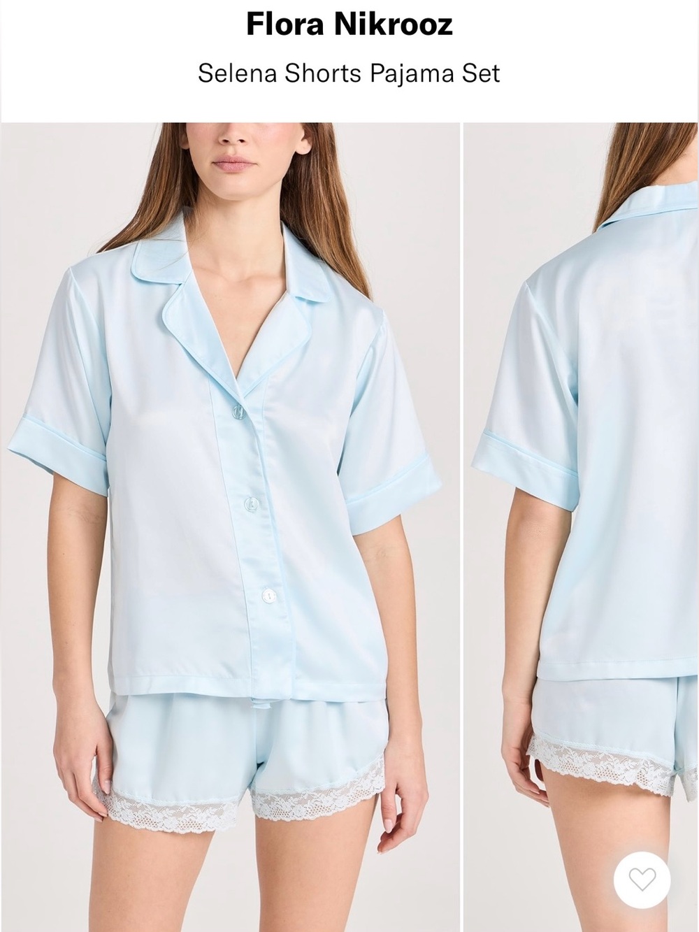 Flora Nikrooz Light Blue Lace-Trim Short Pajama Set